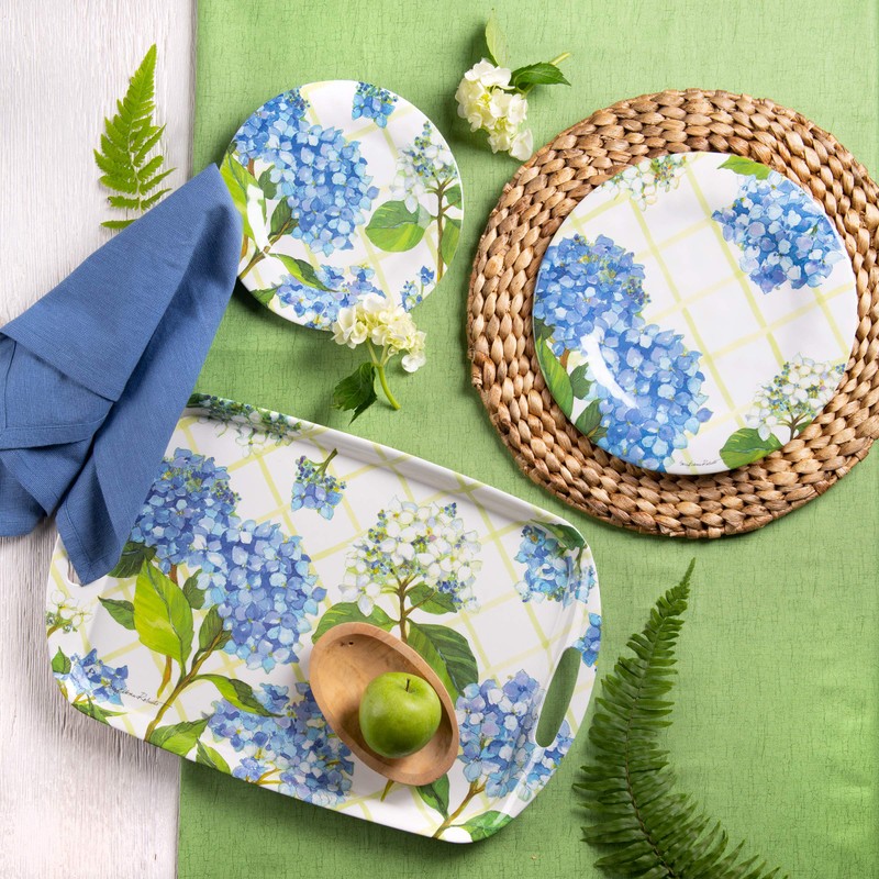 Bamboo Table Hydrangea Lattice Dinner Plate, Set of 4