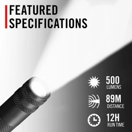 Coast HP3R 385 Lumen Rechargeable LED Penlight with Twist Focus, Red