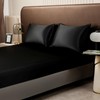 JUWENIN Silky Soft Solid Matte-Satin Bed Sheet Sets Shiny-Free,Deep Pocket