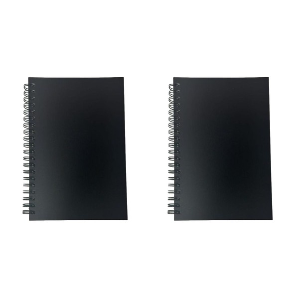 SOWAKA 2 Pcs Black Cover Wirebound Notebooks Blank Small Unlined