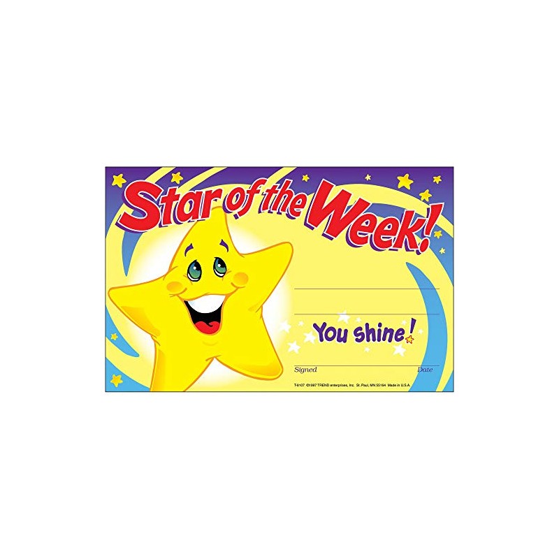 Trend Star of the Week School Certificate