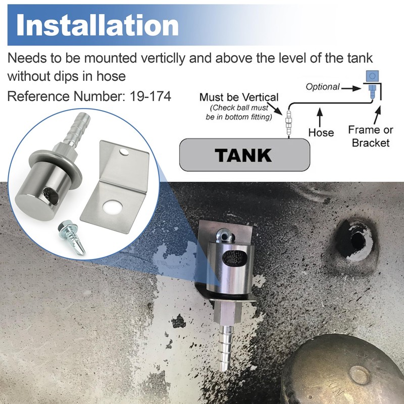 Fuel Tank Vent Roll Over Valve with Bracket Kit Remote
