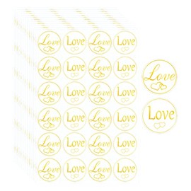 Clear Golden Heart Stickers, 1 Inch Wedding Stickers for Envelope Sealing,Invitations,Greeting Cards,Gifts Packaging,Birthday Card,Bridal Shower,Baby Shower(500 Pcs)