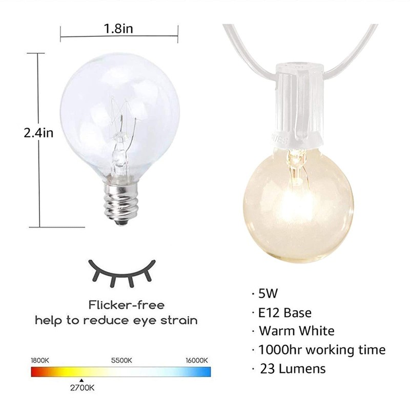Afirst Outdoor String Lights 50FT with 53 Globe Bulbs Patio