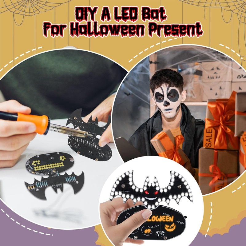 ICrduioo Soldering Kit, Bat LED Light Soldering Exercise Kit, DIY