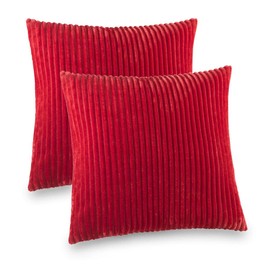 Kuscheli® Set of 2 Cushion Covers in Double Pack Cashmere Touch Fleece Pillow Slip, Sofa Cushion Pillowcase Pillowcases Couch Cushions, Colour: Red, Size: 2 x 40 x 40 cm