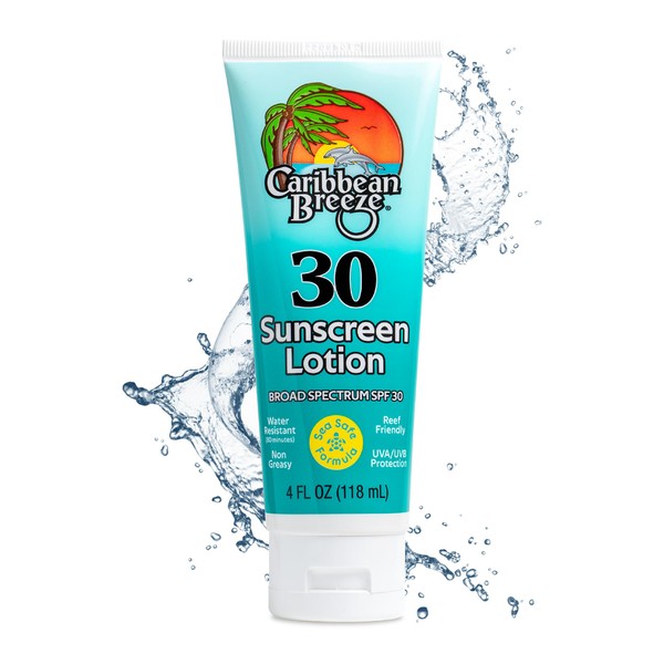 Reef Friendly Sunscreen SPF 30 Lotion, Mango Lime Scent Body Sunscreen Lotion, Rich in Anti Oxidants, Water Resistant Up to 80 Minutes, Broad Spectrum Body Lotion with Sunscreen, 4 oz (120 ml)