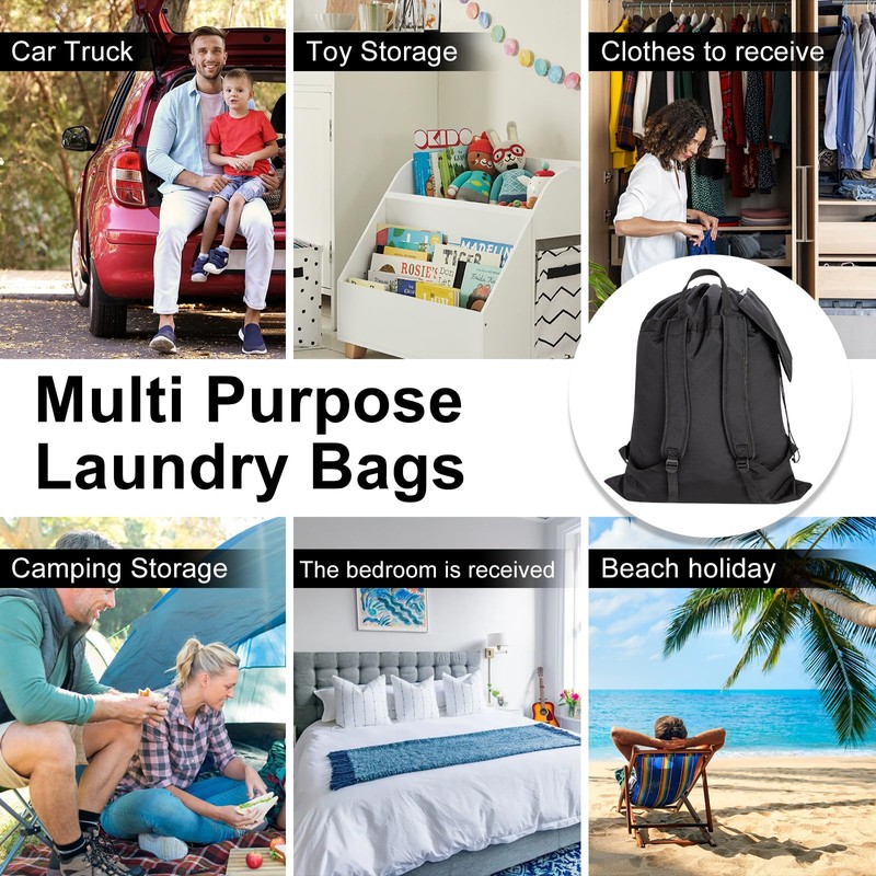 CALACH Laundry Bag Backpack, Laundry Bag With Shoulder Straps Handle