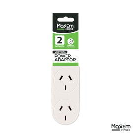 MaxEm Power 2 Socket Vert Hand Side Double Adaptor