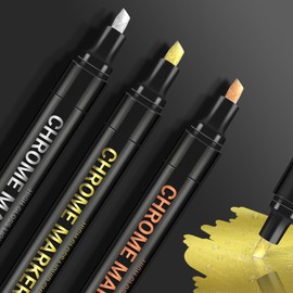Risiours Metallic Chrome Pen Marker Set, Ideal for Crafts, Colouring and Painting Christmas Resin, Waterproof and High Gloss, 3 Sticks