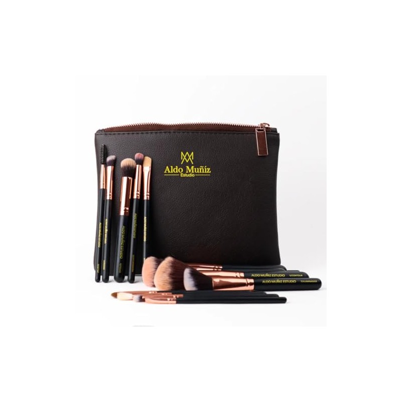 Set de Brochas de Maquillaje Profesionales, 15 Piezas con Estuche
