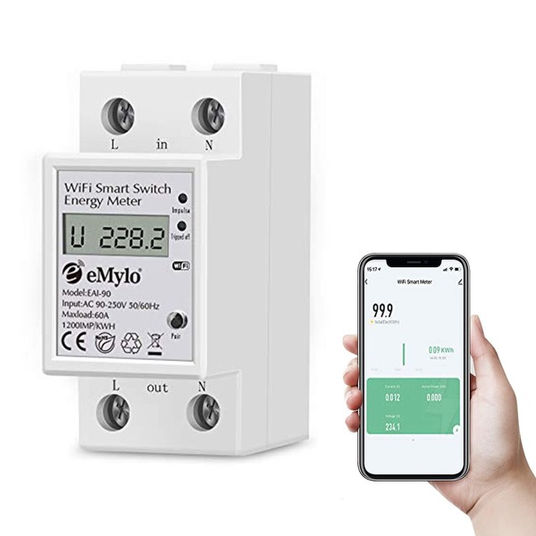 eMylo Smart Meter Energy Monitor, 1-Phase Electricity Usage Monitor, 60A