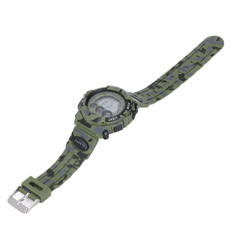 Camouflage Green Kids Watch 7 Colors LED 50M Waterproof Digital