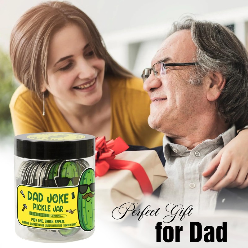 Pickle Dad Joke Jar - 60 Funny Dad Jokes Cards,