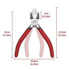 Pinzas de corte 5pcs, Alicates de corte lateral , alicates de corte con resorte y mango rojo antideslizante, alicates para cortar alambres para maquetas, manualidades, cremalleras