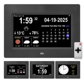 Memwake Digital Alarm Clock, Multiple Alarm Functions, Clock with Date and Day, Digital Alarm and Electronic Calendar for Seniors (White, 7 inch) (7-inch Black WiFi)