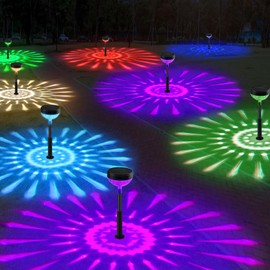 Solar Pathway Lights 6 Pack, Color Changing+8 Fixed Colors (Warm White/Cool White/RGB Colored) Solar Lights Outdoor Waterproof, Bright Solar Powered Garden Light for Walkway Backyard Landscape Decor
