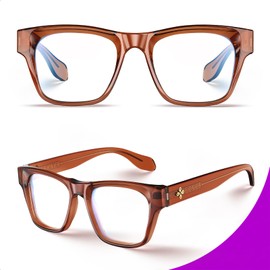 VISOONE - anteojos cuadradas de acetato con bloqueo de luz azul con antirreflejos para computadora mujeres y hombres, BONA, canela marrón, Medium