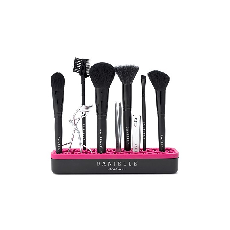 Danielle Silicone Makeup Brush Organizer, Pink and Black