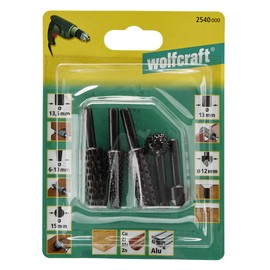 wolfcraft Rasp and Countersink Set, 5 Pcs. I 2540000 I For preparing recesses and the quick removal of material