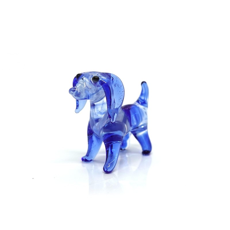 Sansukjai Dachshund Micro Tiny Figurines Hand Blown Glass Art Animals