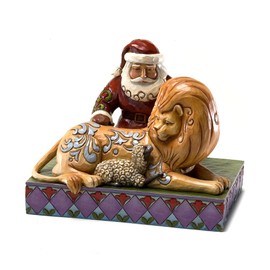 Enesco Jim Shore Heartwood Creek from Santa with Lion and Lamb Figurine 5.25 in