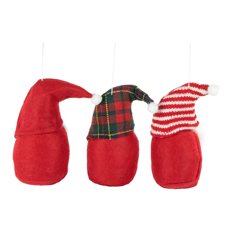 Northlight Set of 3 Gnomes Plush Christmas Figures, 4.5", Red