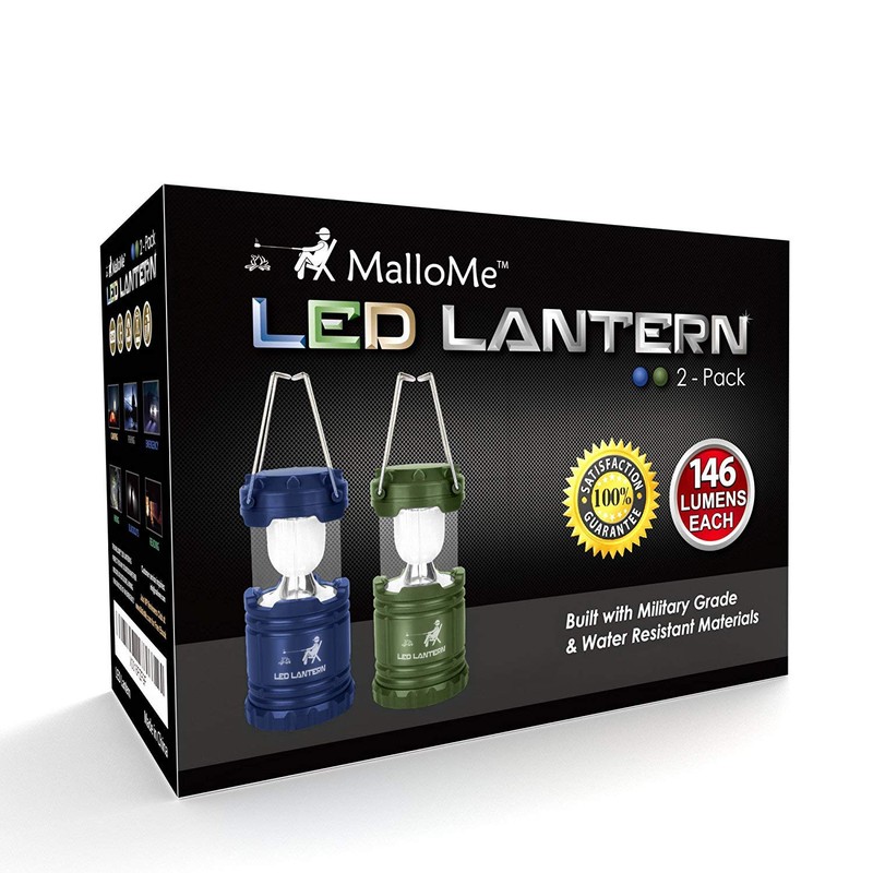 MalloMe Camping Lantern Green Blue 2 Pack Lanterns for Power