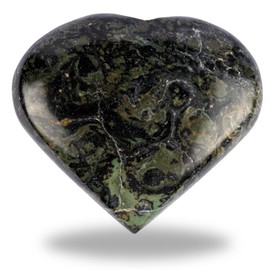 Kambaba Jasper Heart Palm Stone, Heart Shaped Crystals and Healing Stones- Pocket Worry Stone for Anxiety and Stress Relief - Healing Crystals for Meditation, Reiki, Spiritual and Crystal Gifts