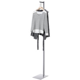 Sintuff Adjustable Cloth Display Stand 48-72 Inches Single Garment Rack Metal Costumer T Shirt Display for Thrift Shop Vendors Retail Store(Silver)