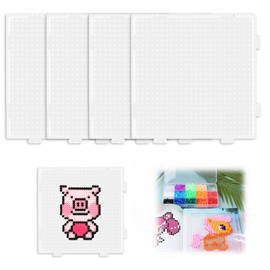 4pcs Fuse Beads Boards Pegboard 2.6mm Mini Square Hama Beads Board Set Transparent Plastic Bead Pin Plates Craft Activities Pegboard for Kids Children Hand DIY Handmade Art Products