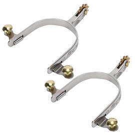 Espuelas de Caballo, 2 Piezas de espuelas de acero Inoxidable Estilo Vaquero Occidental, Grabado Floral con Engranaje de Cobre y Hebilla de cinturón de Cobre