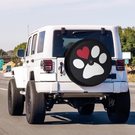 Delerain Spare Tire Cover with Backup Camera Hole Dog Paw Print Wheel Covers Waterproof Dust-Proof UV Sun Universal Fit for RV Trailer RV SUV Truck and Many Vehicle (17 Inch for Diameter 31"-33")