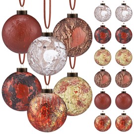 Syhood 24 Pcs 2.4 Inch Rusty Christmas Tree Balls Distressed Plastic Vintage Hanging Ornaments Rustic Style Christmas Party Gifts Retro Xmas Hanging Pendants for Tree Home Decor DIY Craft