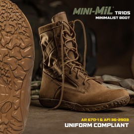 Tactical Research Mini-Mil TR105 8" Tactical Boots for Men - Minimalist Army/Air Force OCP ACU Coyote Brown Leather with Low Drop and Slip-Resistant Vibram Tarsus Outsole, Coyote - 8 R