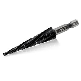 FOCSTOL Cobalt Step Drill Bit - 1/8''-1/2'' Four Spiral Flute HSS Step Drill Bit M35 with Quick Change Hex Shank for Stainless Steel Metal Aluminium Copper Plastic Wood