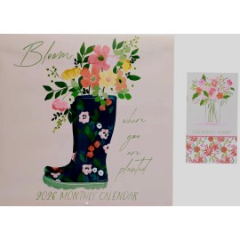 GBI 2 pack- 12 Month 2026 Wall Calendar and 2026 Monthly Planner "Bloom where you "