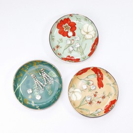 Ceramic Jewelry Tray Ring Dish - Bohemian/Boho Ring Dish Jewelry Dish Decorative Trinket Plate, Jewelry Organizer Dish Ring Dish Holder Small (Green)