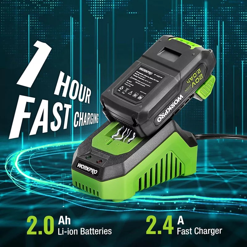 WORKPRO 20V Cordless Drill Driver Kits 3/8'' Keyless Chuck 2.0Ah