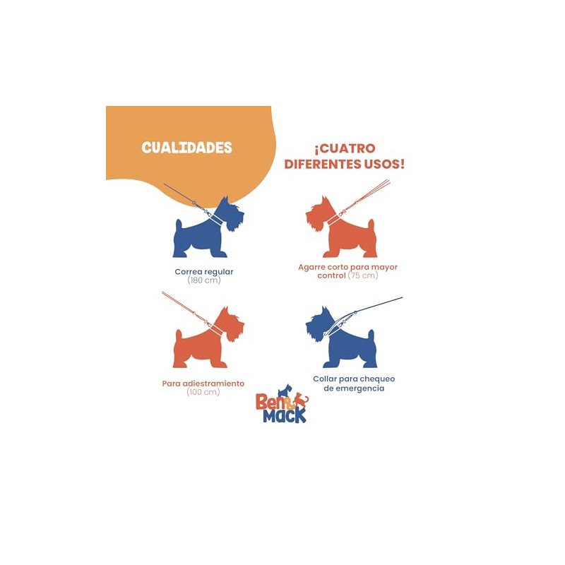 BEN&MACK Correa para Perro Ajustable 4 en 1, Collar con