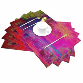 Walmsco Placemats Color Rendering Style Decor For Dining Room Kitchen Table,Waterproof Non-Slip Washable Heat Resistant Placemats,Set of 4,12"x18"