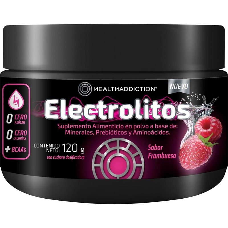 HEALTHADDICTION Polvo de Electrolitos con BCAAs Prebióticos y Vitaminas B