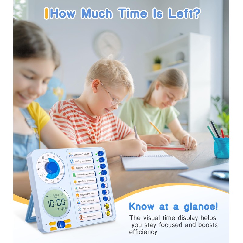 3-in-1 Visual Timer Task Timer with Chore Chart Board, ADHD