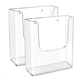 Niciksty Pack of 2 Wall Brochure Holders A4 Transparent Plastic Brochure Holder Wall Acrylic Brochure Holder for Magazine, Pamphlet, Brochures, Menu, Journals