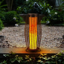 LIANGTUKING Solar Outdoor Floor Lamp, Flickering Flame Solar Outdoor Light,Solar Lanterns Outdoor Waterproof, Auto On/Off Solar Lantern for Porch, Garden, Patio, Lawn, Deck, Decorating