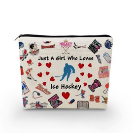 YULUENZE Ice Hockey Presents Large Capacity Ice Hockey Makeup Bag Travel Toiletry Cosmetic Bag with Zipper Birthday Presents for Women Ice Hockey Lovers Fans Players Team