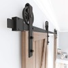 WINSOON 9FT Wood Double Sliding Barn Door Hardware Basic Black