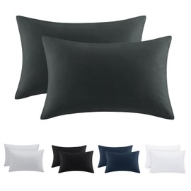 Tifschlaf Pillowcases 2 Pack Brushed Microfiber Pillow Covers Set of 2, Standard Pillow Cases With Envelope Closure, Dark Grey, 50x75 cm