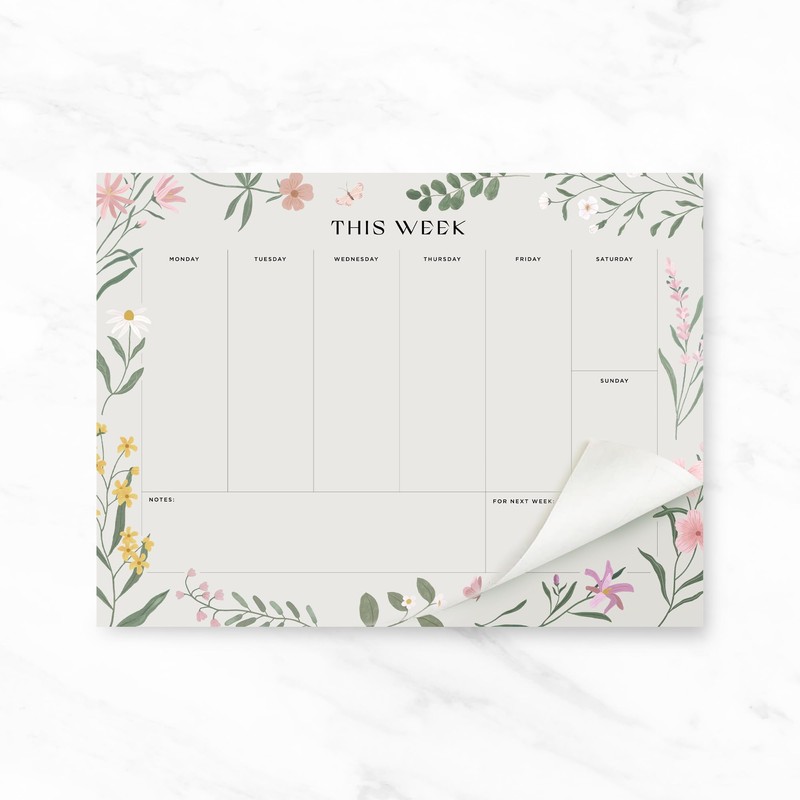 Weekly Planner Pad - 52 Undated Tear Off Sheet Planning