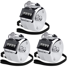 KTRIO Metal Handheld Tally Counter, 4-Digit Number Clicker Counter, Hand Mechanical Pitch Counters for Coaching, Knitting, People, Lap, Fishing, Golf and Row, 3 Pack